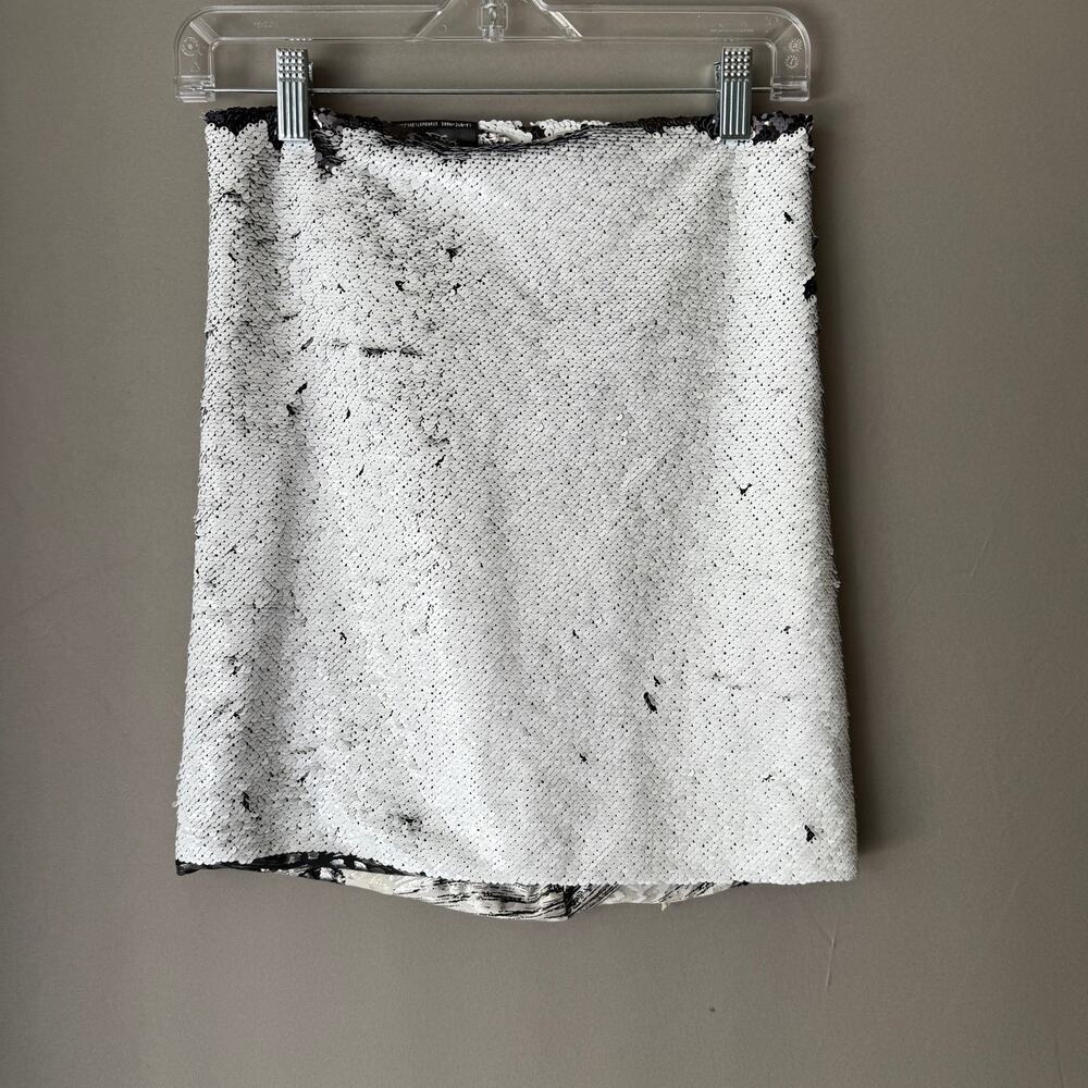 Stardust sz S black‎ white sequin color change mini skirt